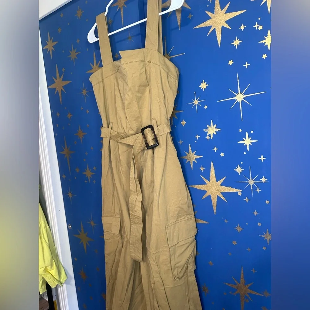 NWT Cider Cotton Mid Rise Utility Jumpsuit with Belted Waist L - Picture 8 of 12